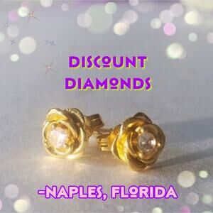 18K Gold Over Silver 1/3 Ct. Sapphire 8mm Flower Stud Earrings